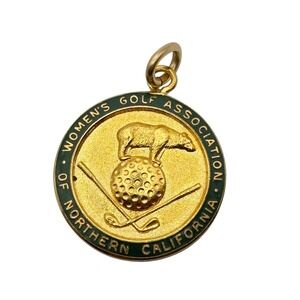 Vtg Charm Pendant Gold Tone Womens Golf Assoc. Northern California 1965 0.75"
